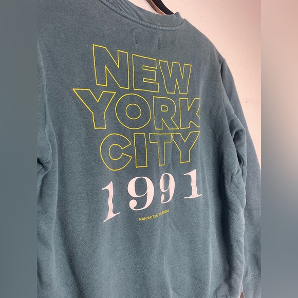 Cotton On Garments Womens Sweatshirt‎ NYC 1991 Graphic Teal Crewneck Size S - Picture 5 of 5